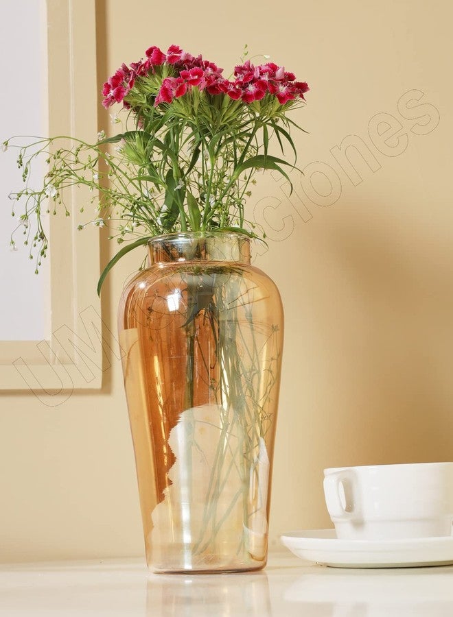 UM Creaciones Amber Flower Vase Flower Vase/Antique Vase for Table / Living Room /Office/Home Decoration, Glass - Image 3